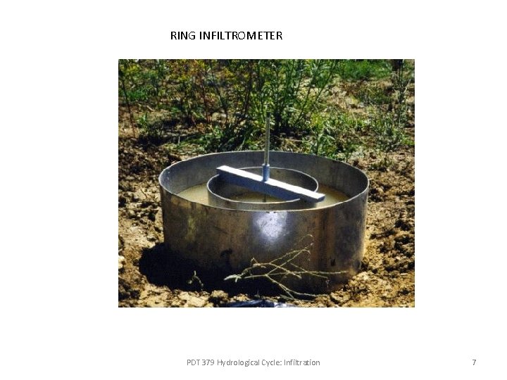 RING INFILTROMETER PDT 379 Hydrological Cycle: Infiltration 7 