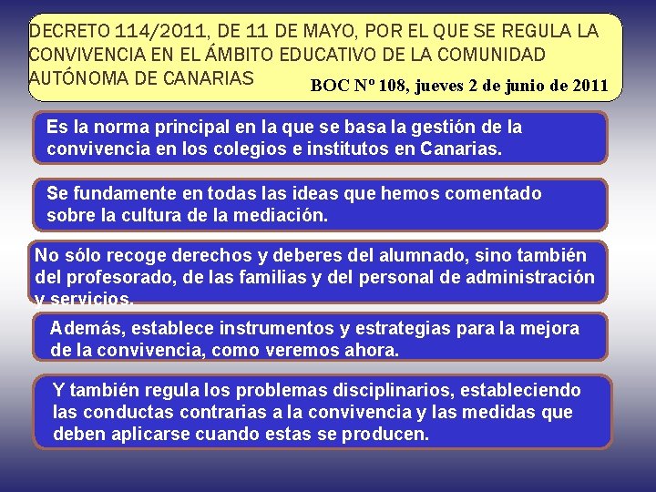 DECRETO 114/2011, DE 11 DE MAYO, POR EL QUE SE REGULA LA CONVIVENCIA EN