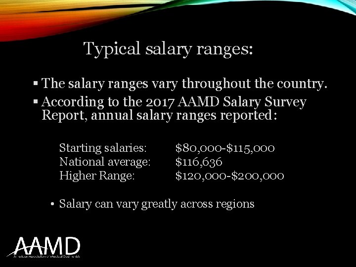 Typical salary ranges: § The salary ranges vary throughout the country. § According to