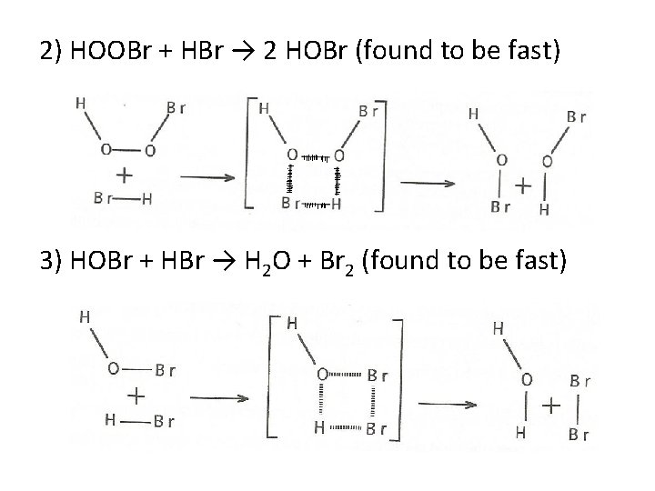 2) HOOBr + HBr → 2 HOBr (found to be fast) 3) HOBr +