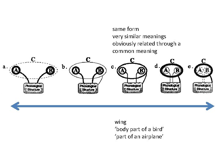 same form very similar meanings obviously related through a common meaning wing ‘body part