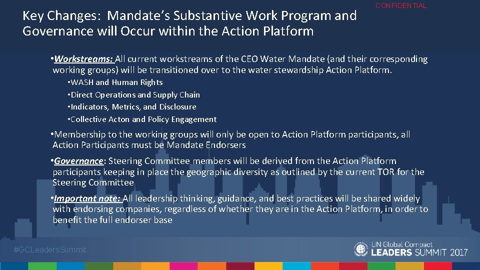 Key Changes: Mandate’s Substantive Work Program and Governance will Occur within the Action Platform