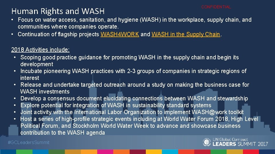 Human Rights and WASH CONFIDENTIAL • Focus on water access, sanitation, and hygiene (WASH)