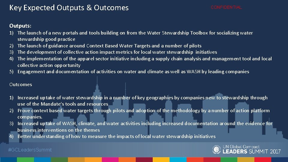 Key Expected Outputs & Outcomes CONFIDENTIAL Outputs: 1) The launch of a new portals