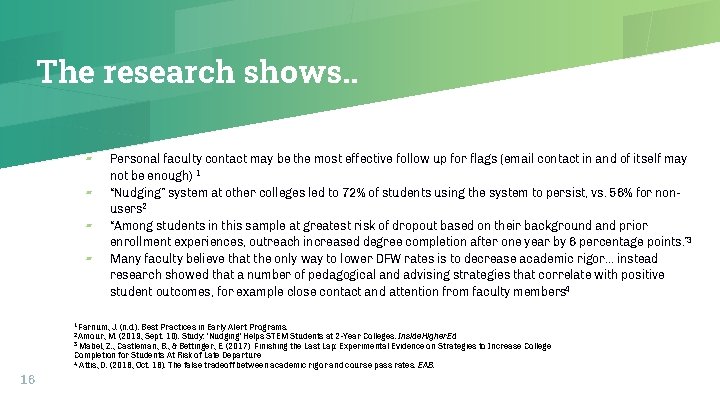 The research shows. . ▰ ▰ Personal faculty contact may be the most effective