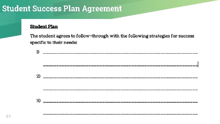 Student Success Plan Agreement 23 
