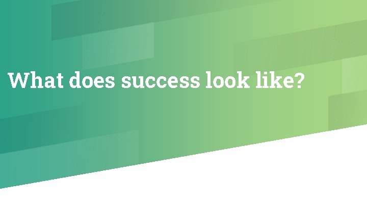 What does success look like? 