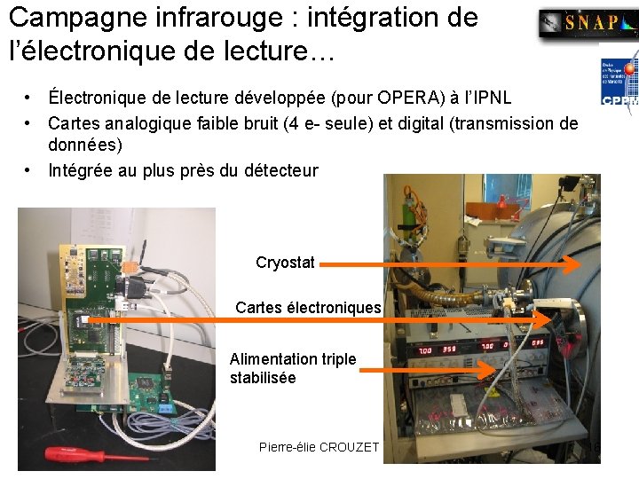 Campagne infrarouge : intégration de l’électronique de lecture… • Électronique de lecture développée (pour