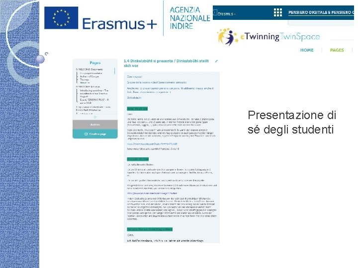 Presentazione di sé degli studenti 