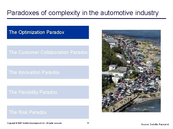 Paradoxes of complexity in the automotive industry The Optimization Paradox The Customer Collaboration Paradox