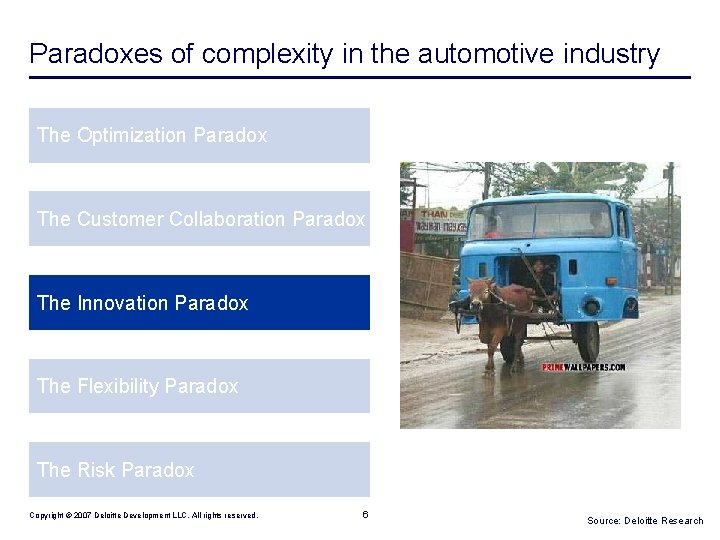 Paradoxes of complexity in the automotive industry The Optimization Paradox The Customer Collaboration Paradox