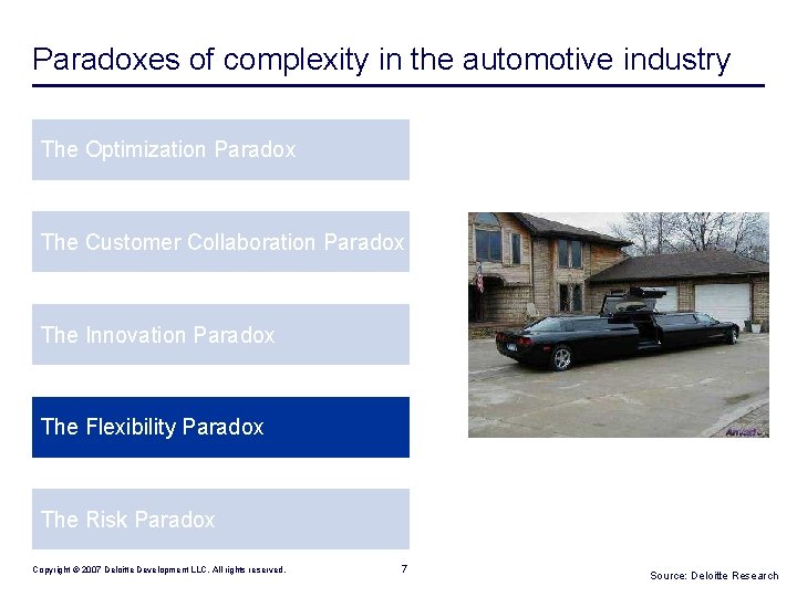 Paradoxes of complexity in the automotive industry The Optimization Paradox The Customer Collaboration Paradox