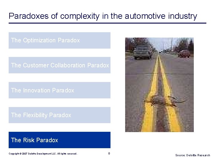 Paradoxes of complexity in the automotive industry The Optimization Paradox The Customer Collaboration Paradox