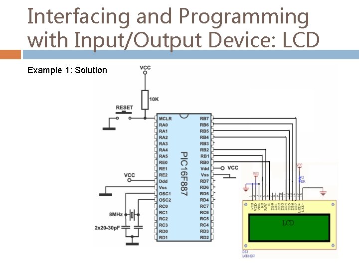 Interfacing and Programming with Input/Output Device: LCD Example 1: Solution 