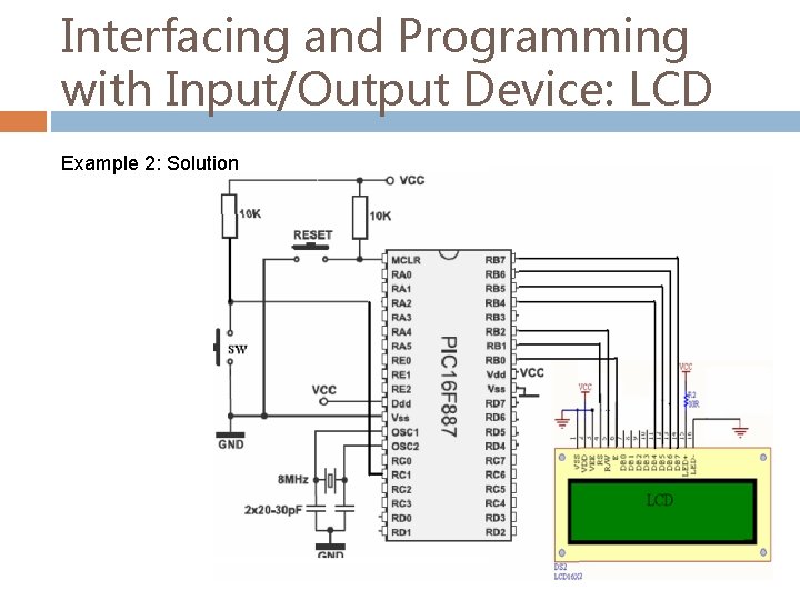 Interfacing and Programming with Input/Output Device: LCD Example 2: Solution 