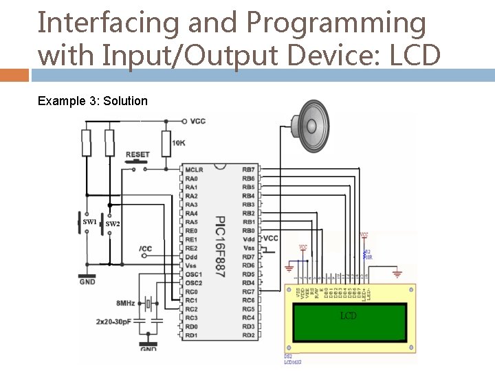 Interfacing and Programming with Input/Output Device: LCD Example 3: Solution 