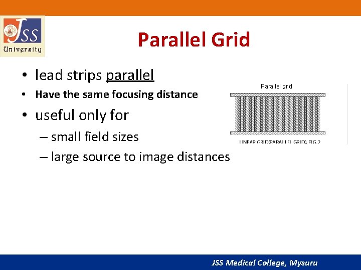 Parallel Grid • lead strips parallel • Have the same focusing distance • useful