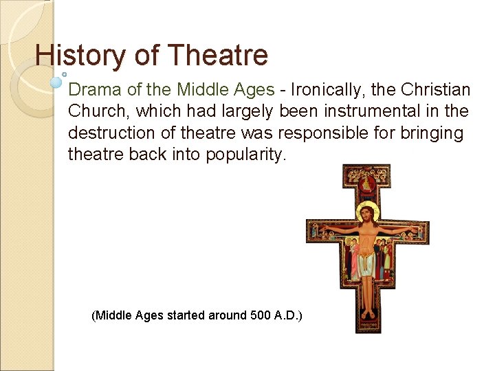 History of Theatre Drama of the Middle Ages - Ironically, the Christian Church, which