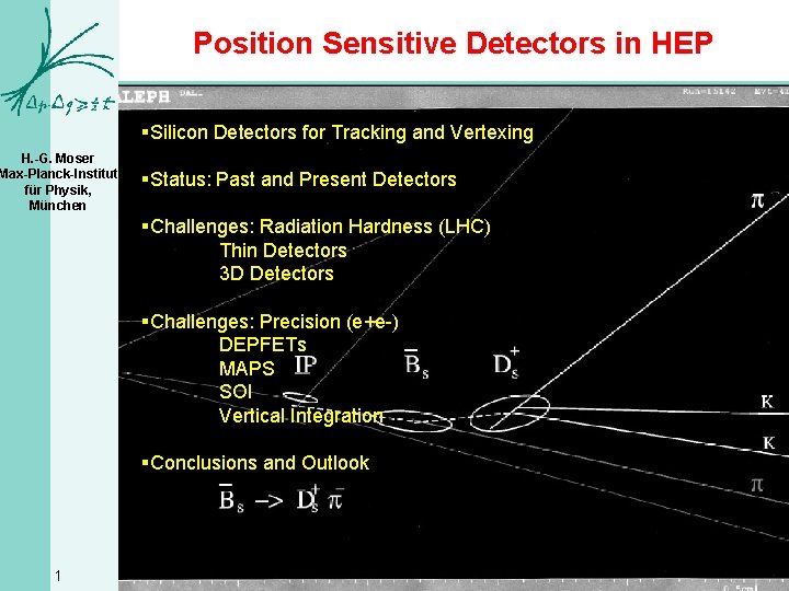 Position Sensitive Detectors in HEP §Silicon Detectors for Tracking and Vertexing H. -G. Moser