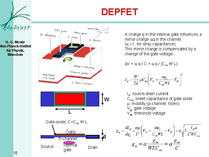 DEPFET A charge q in the internal gate influences a mirror charge aq in