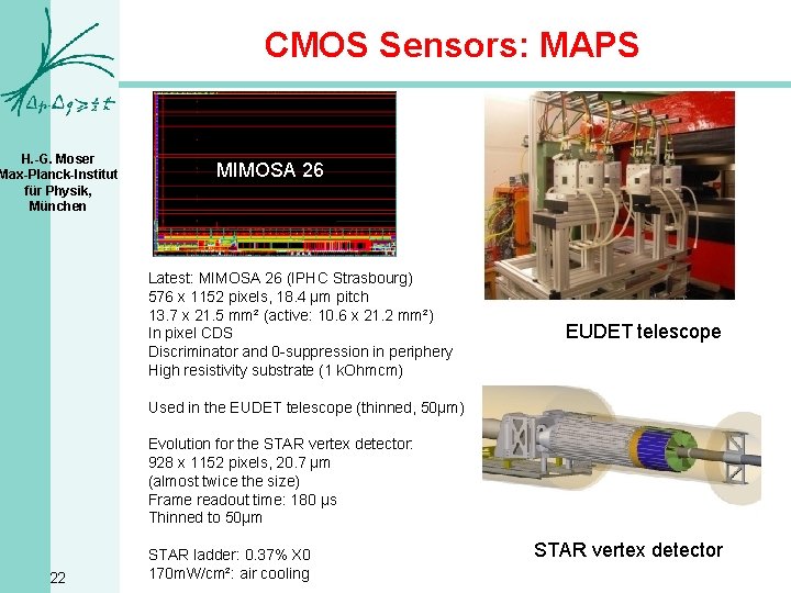 CMOS Sensors: MAPS H. -G. Moser Max-Planck-Institut für Physik, München MIMOSA 26 Latest: MIMOSA