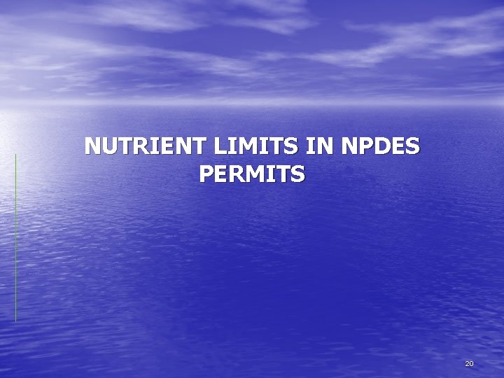 NUTRIENT LIMITS IN NPDES PERMITS 20 