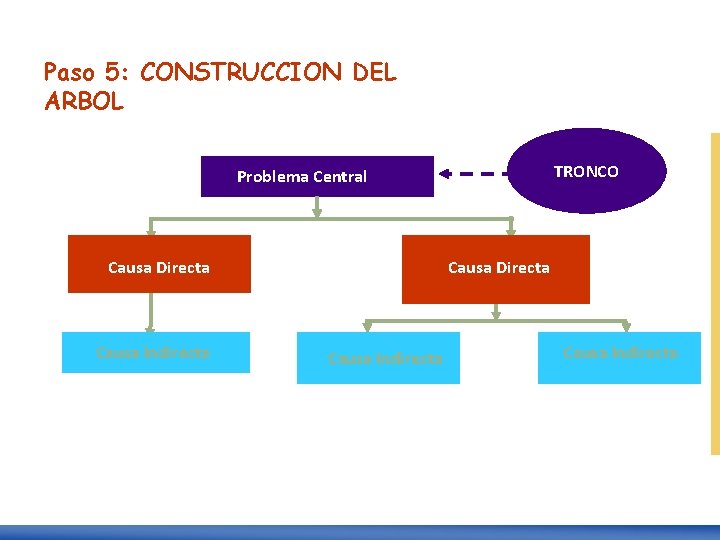 Paso 5: CONSTRUCCION DEL ARBOL TRONCO Problema Central Causa Directa Causa Indirecta 