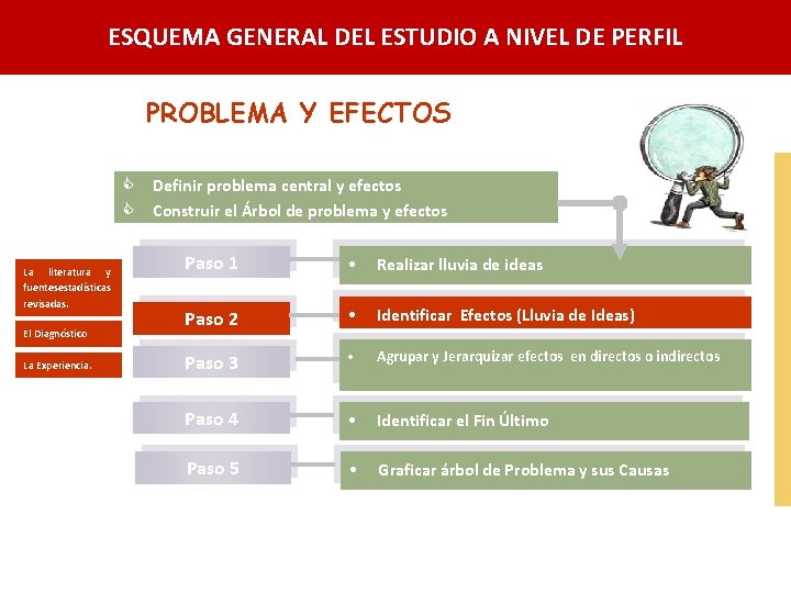 ESQUEMA GENERAL DEL ESTUDIO A NIVEL DE PERFIL PROBLEMA Y EFECTOS C Definir problema