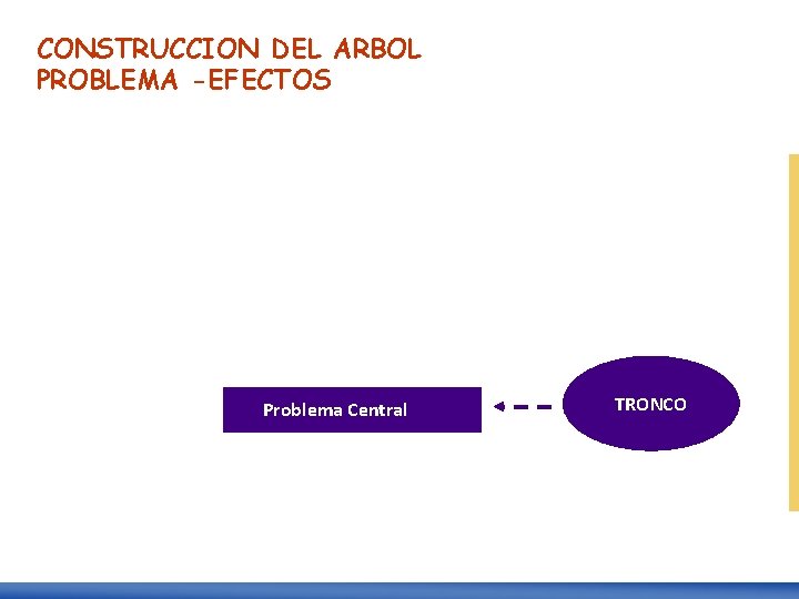 CONSTRUCCION DEL ARBOL PROBLEMA -EFECTOS Problema Central TRONCO 