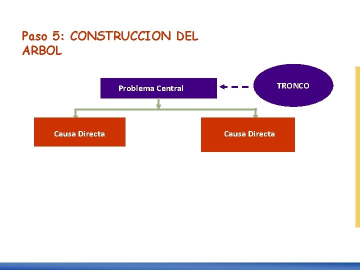 Paso 5: CONSTRUCCION DEL ARBOL TRONCO Problema Central Causa Directa 