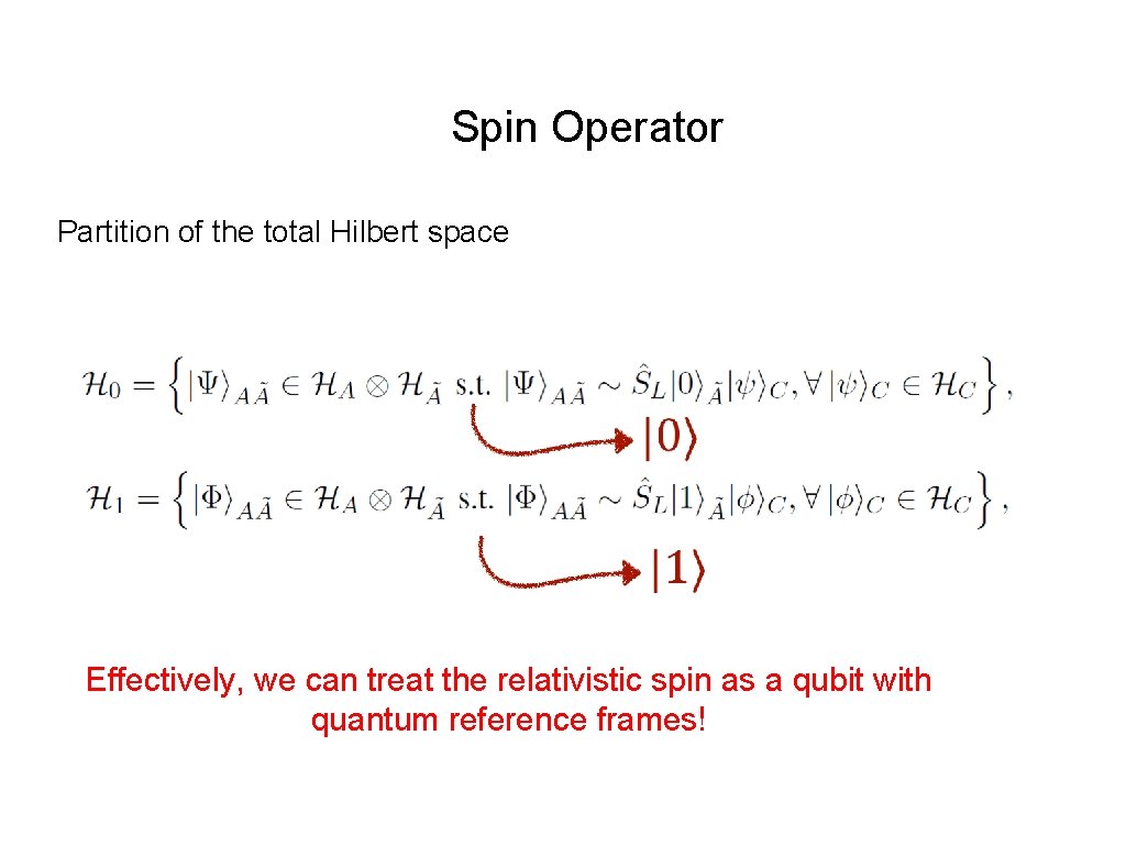 Spin Operator Partition of the total Hilbert space Effectively, we can treat the relativistic