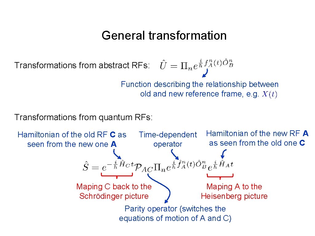 General transformation Transformations from abstract RFs: Function describing the relationship between old and new