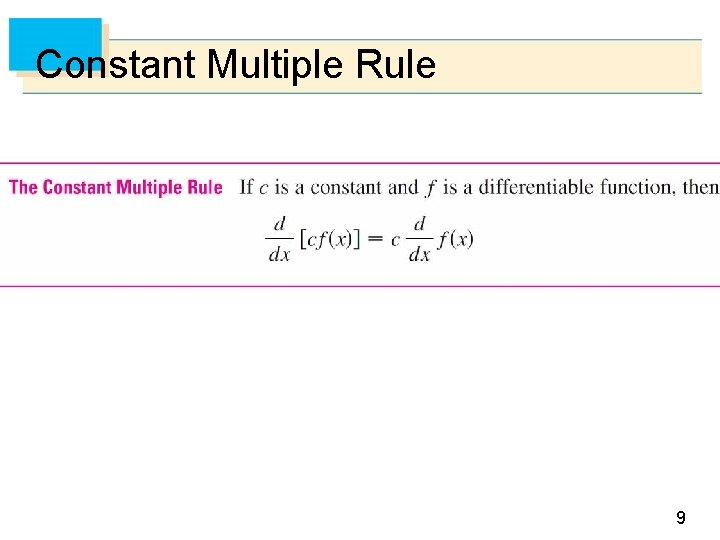 Constant Multiple Rule 9 