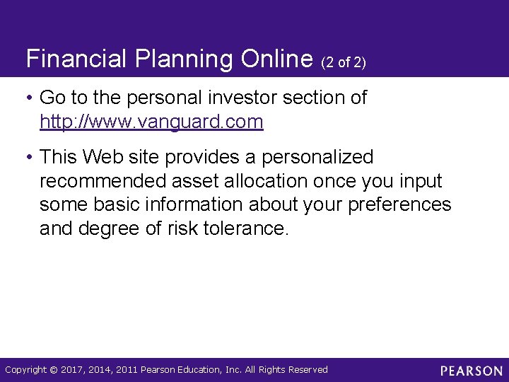 Financial Planning Online (2 of 2) • Go to the personal investor section of