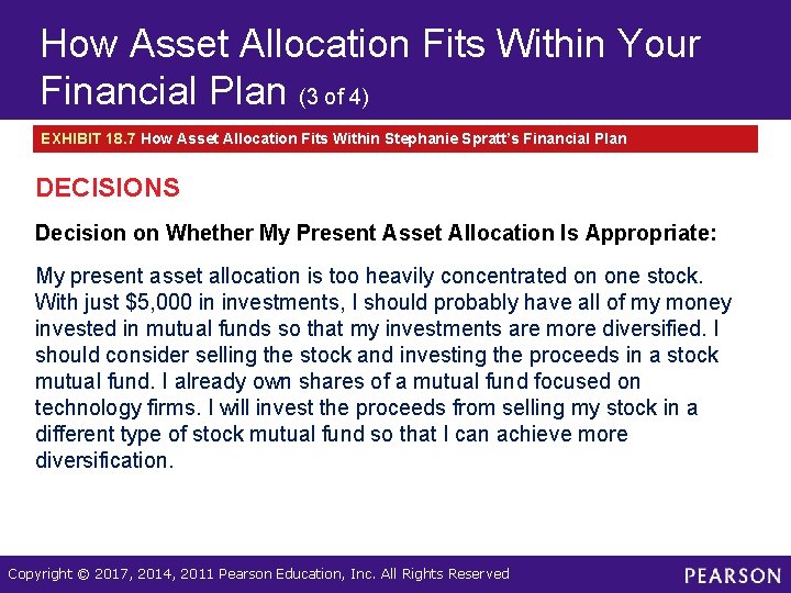 How Asset Allocation Fits Within Your Financial Plan (3 of 4) EXHIBIT 18. 7