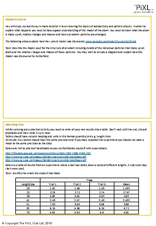 Atomic Structure You will study nuclear decay in more detail at A level covering Atomic Structure You will study nuclear decay in more detail at A level covering