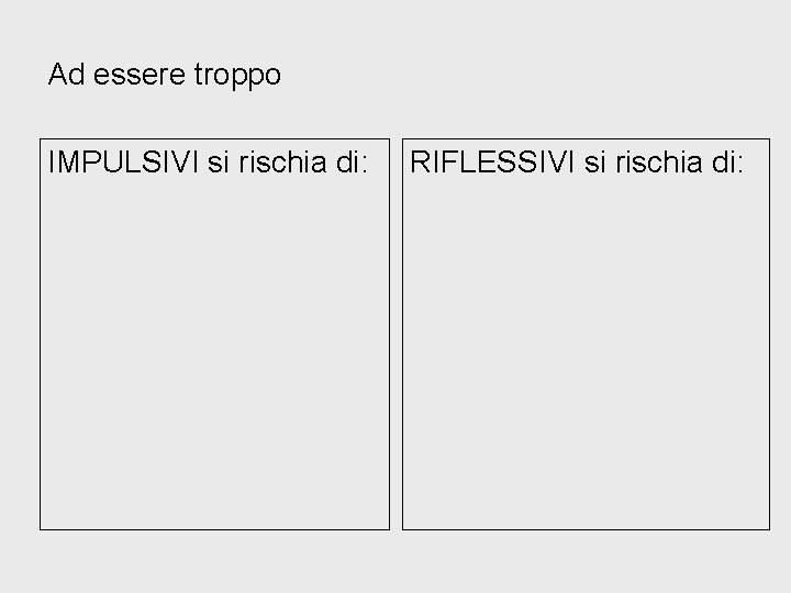 Ad essere troppo IMPULSIVI si rischia di: RIFLESSIVI si rischia di: 