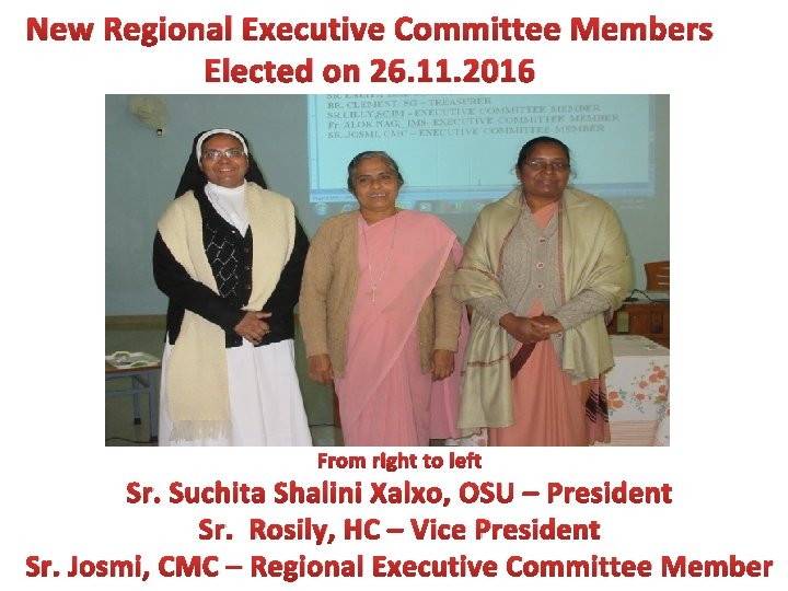 New Regional Executive Committee Members Elected on 26. 11. 2016 From right to left