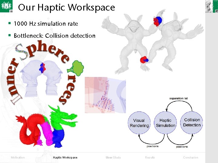 Our Haptic Workspace § 1000 Hz simulation rate § Bottleneck: Collision detection Motivation Haptic