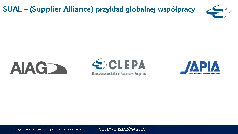 SUAL – (Supplier Alliance) przykład globalnej współpracy Copyright © 2018 CLEPA. All rights reserved.