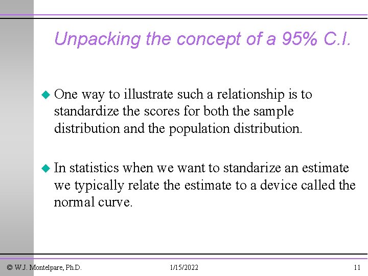 Unpacking the concept of a 95% C. I. u One way to illustrate such