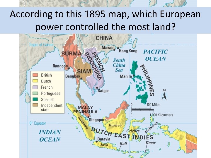 According to this 1895 map, which European power controlled the most land? 