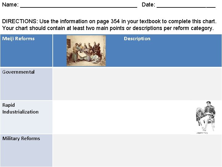 Name: ___________________ Date: __________ DIRECTIONS: Use the information on page 354 in your textbook