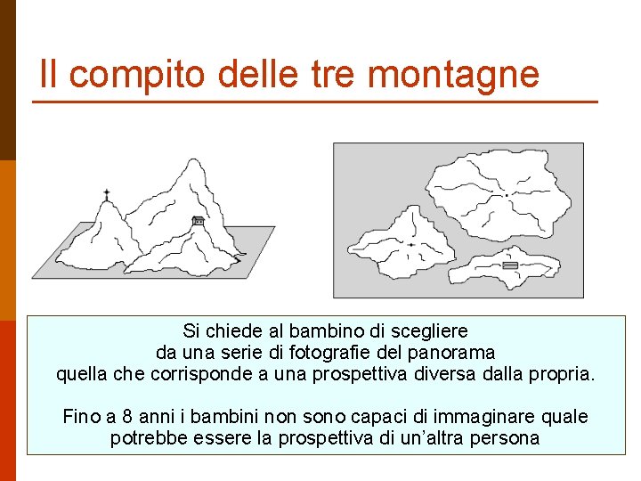 Il compito delle tre montagne Si chiede al bambino di scegliere da una serie