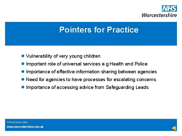 Pointers for Practice ● Vulnerability of very young children ● Important role of universal Pointers for Practice ● Vulnerability of very young children ● Important role of universal