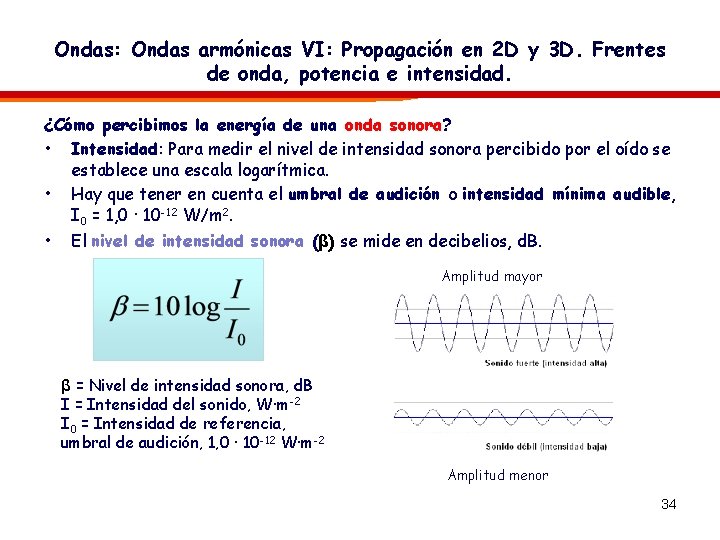 Ondas: Ondas armónicas VI: Propagación en 2 D y 3 D. Frentes de onda,