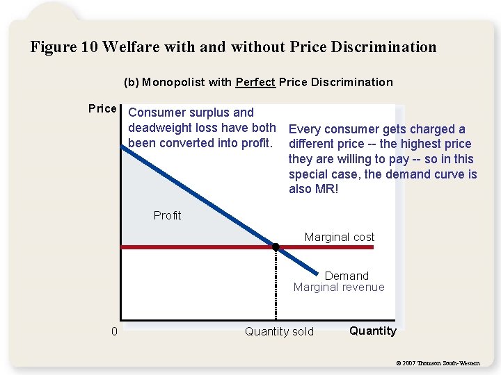 Figure 10 Welfare with and without Price Discrimination (b) Monopolist with Perfect Price Discrimination