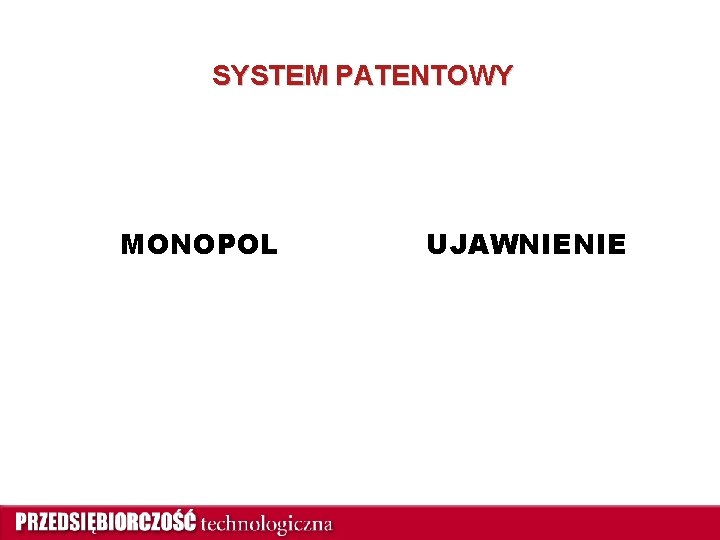SYSTEM PATENTOWY MONOPOL UJAWNIENIE 