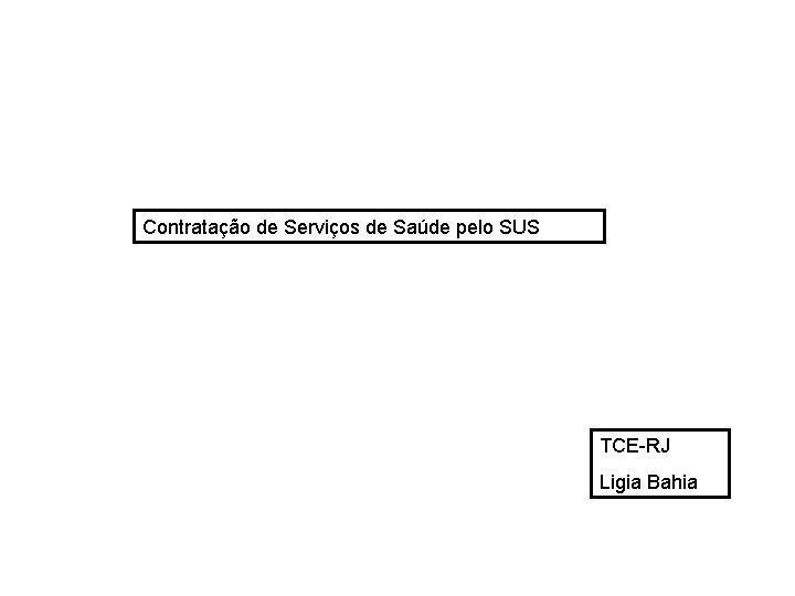 Contratação de Serviços de Saúde pelo SUS TCE-RJ Ligia Bahia 