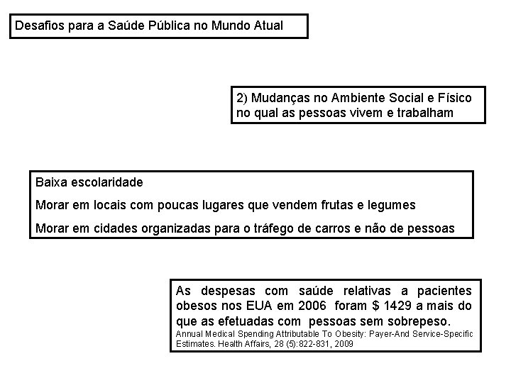 Desafios para a Saúde Pública no Mundo Atual 2) Mudanças no Ambiente Social e